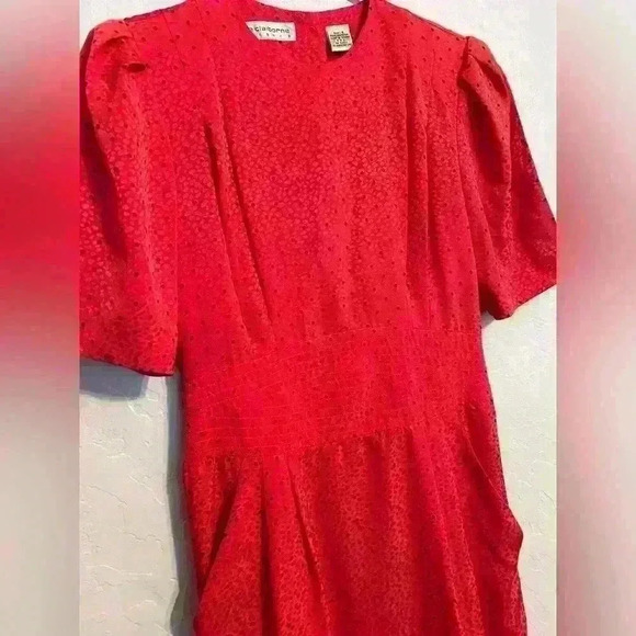 Vintage 70s 80s Liz Claiborne Red Button Back Polka Dot Dress Size 4 - Picture 3 of 8